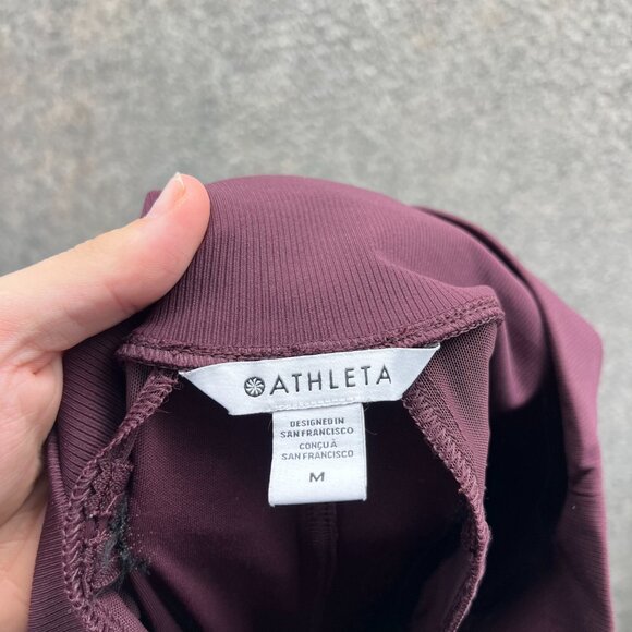 Athleta Skyline Pants Women Medium Burgundy Stretch Jogger Athletic Knit Tapered - Picture 8 of 10